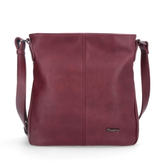 Crossbody kabelka s jednoduchým prošíváním Tangerin materiál syntetická kůže zapínání na zip barva vínová velikost střední 8003 BO Zepředu