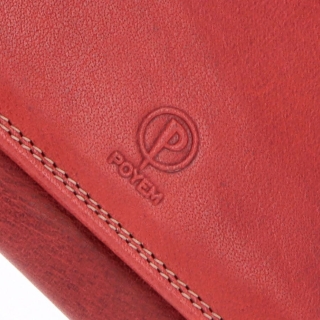 Dlouhá kožená peněženka Poyem materiál kůže zapínání na cvoček barva červená velikost velká 5214 Poyem CV Logo