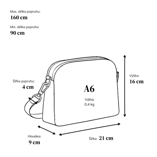 Malá crossbody kabelka s širokým popruhem Carmelo materiál syntetická kůže zapínání na zip barva modrá velikost malá 4355 SM Rozměry