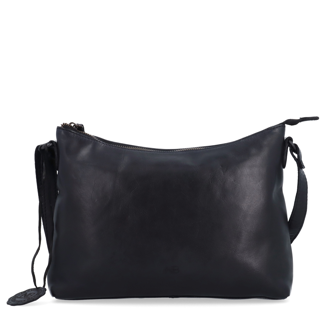 Dámská kožená crossbody kabelka Noelia Bolger materiál kůže zapínání na zip barva černá velikost střední NB 2430 C Zepředu