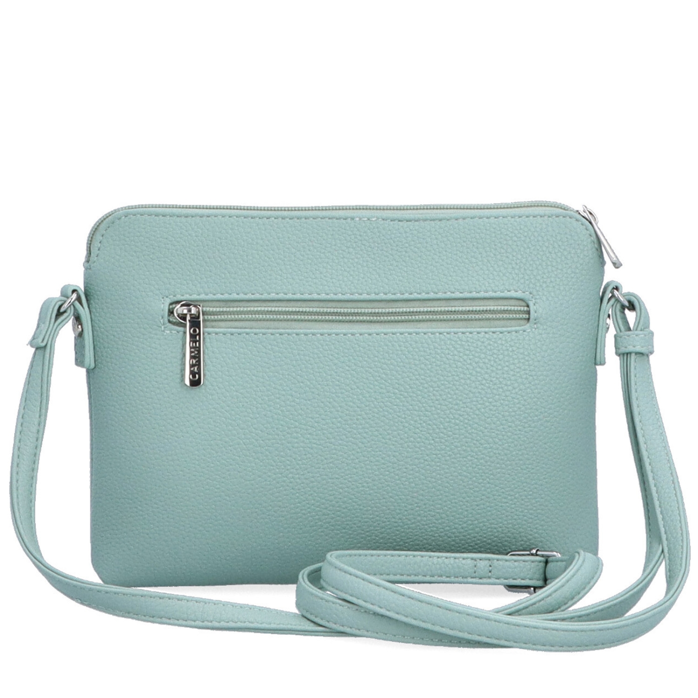 Minimalistická crossbody syntetická kabelka Carmelo materiál syntetická kůže zapínání na zip barva zelená velikost malá 4333 SZE Zezadu
