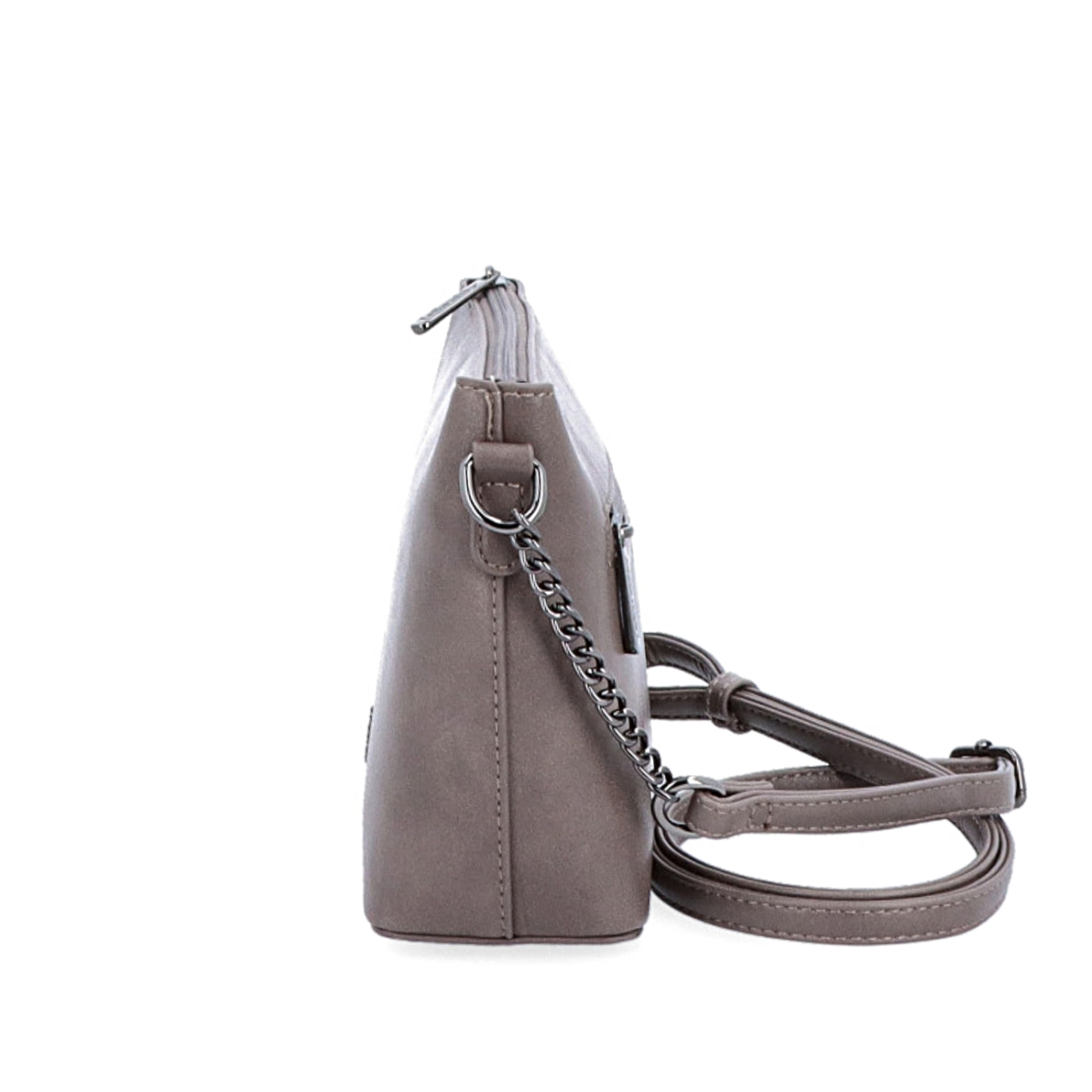 Společenská crossbody kabelka s řetízkem Le Sands materiál syntetická kůže zapínání na zip barva taupe velikost malá 7708 T Z boku