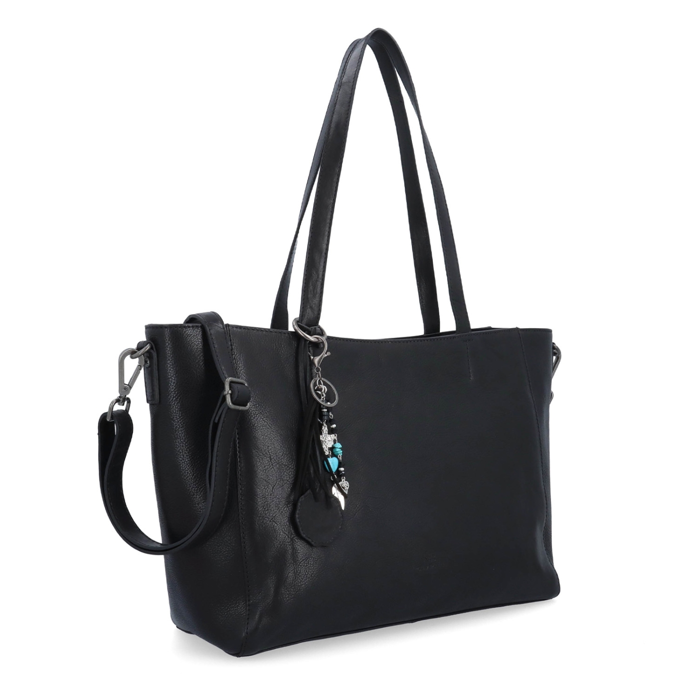 Velká kožená crossbody kabelka s přívěskem Noelia Bolger materiál kůže zapínání na zip barva černá velikost velká NB 3109 C