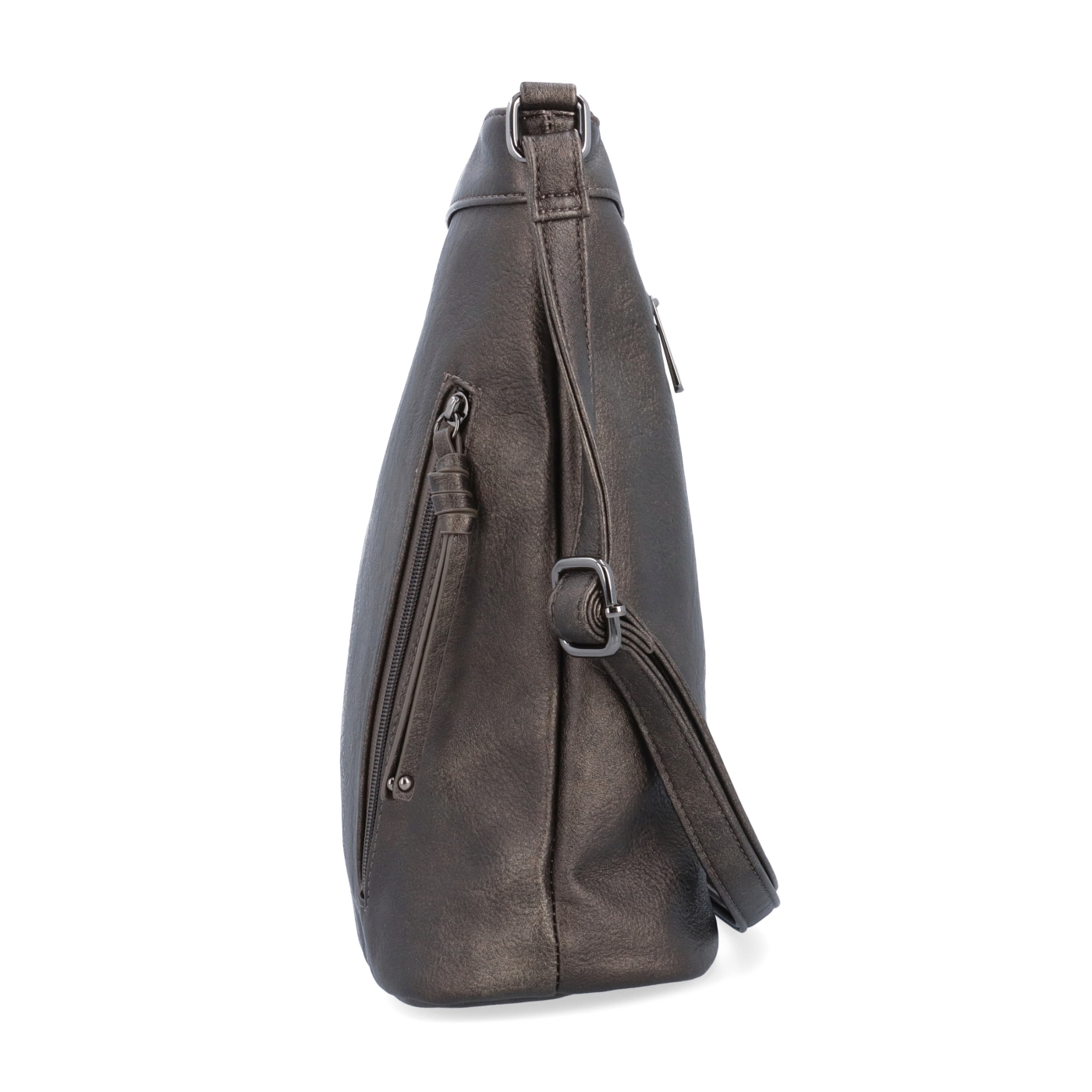 Crossbody kabelka s ozdobnými zipy Tangerin materiál syntetická kůže zapínání na zip barva šedá velikost střední 8050 ANT Z boku