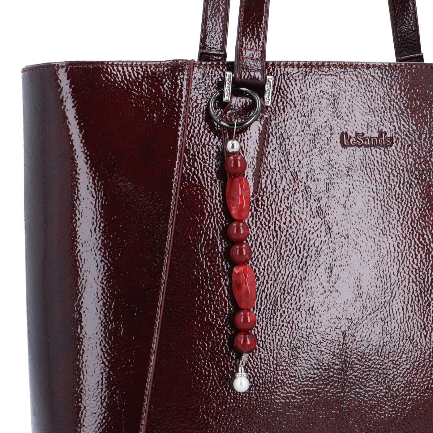 Shopperka přes rameno s odepínacím přívěskem Le Sands materiál syntetická kůže zapínání na zip barva vínová velikost velká 4646 BO Detail
