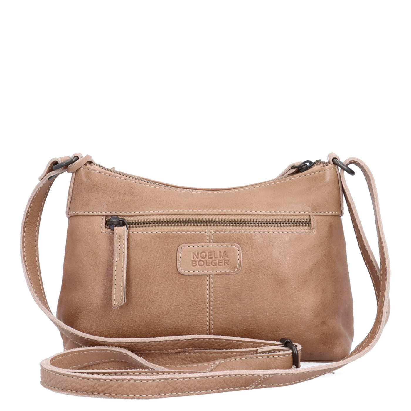 Praktická kožená crossbody na každý den Noelia Bolger materiál kůže zapínání na zip barva béžová velikost malá NB 2406 BE Zezadu