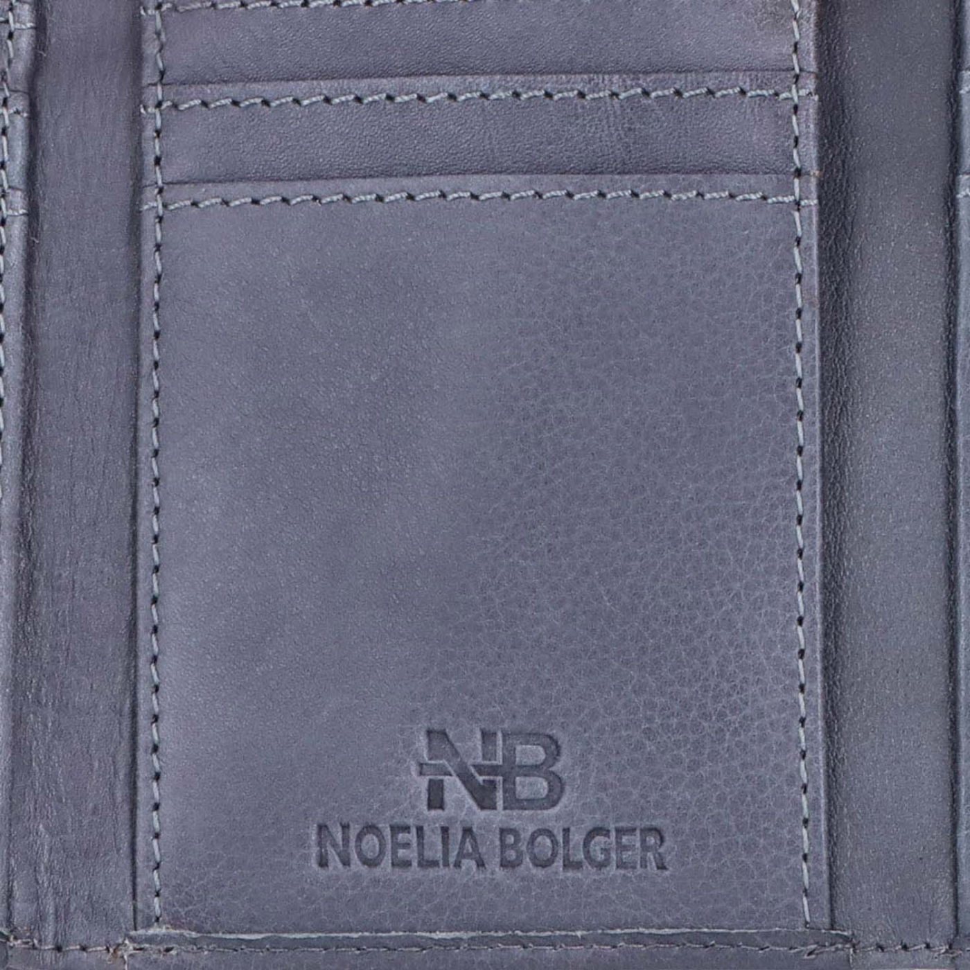 Minimalistická kožená peněženka s prošíváním Noelia Bolger materiál kůže zapínání na cvoček barva modrá velikost malá 5129 NB JE Logo