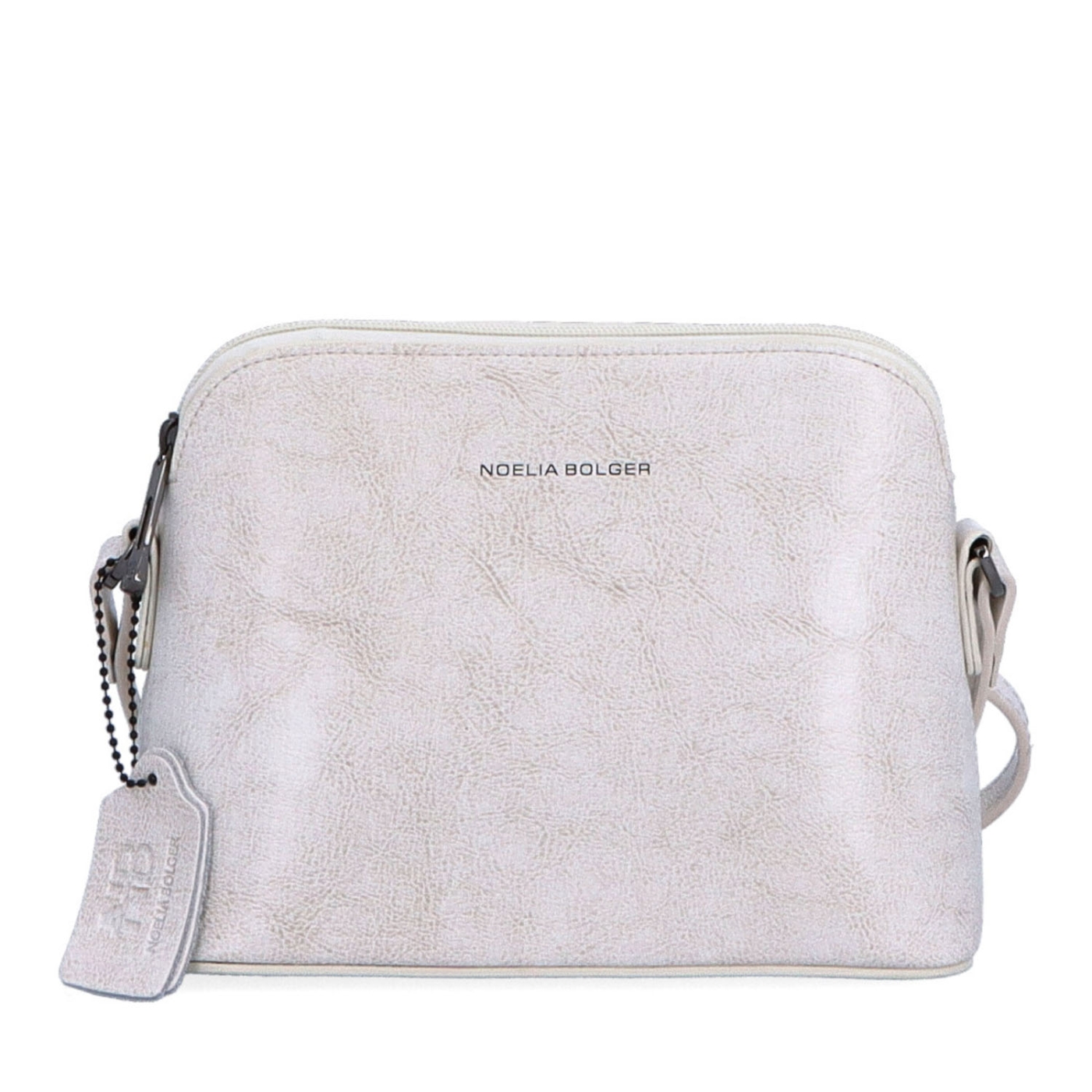 Luxusní malá kožená crossbody kabelka Noelia Bolger materiál kůže zapínání na zip barva bílá velikost malá NB 0080 OW Zepředu