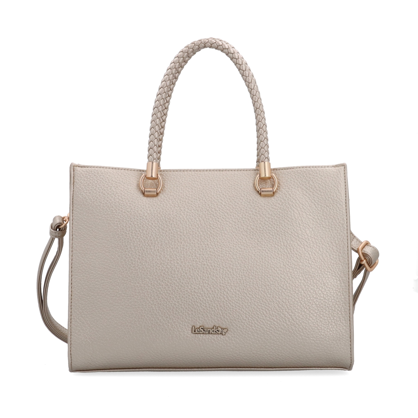 Dámská kabelka s odnímatelným crossbody popruhem Le Sands materiál syntetická kůže zapínání na zip barva metalická velikost střední 4648 ZL Zepředu