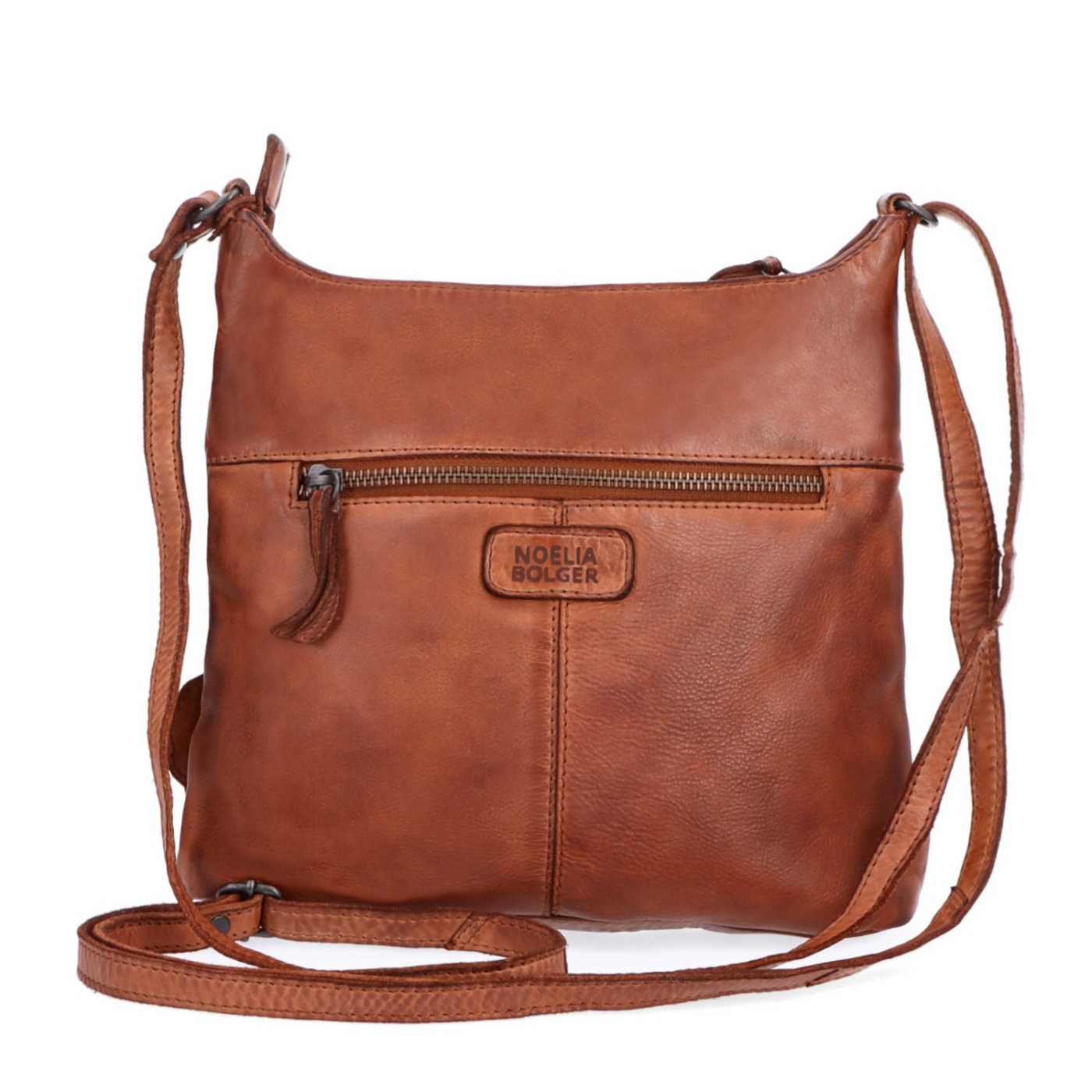 Kožená crossbody kabelka pro každý den Noelia Bolger materiál kůže zapínání na zip barva koňaková velikost malá NB 2404 KO Zezadu