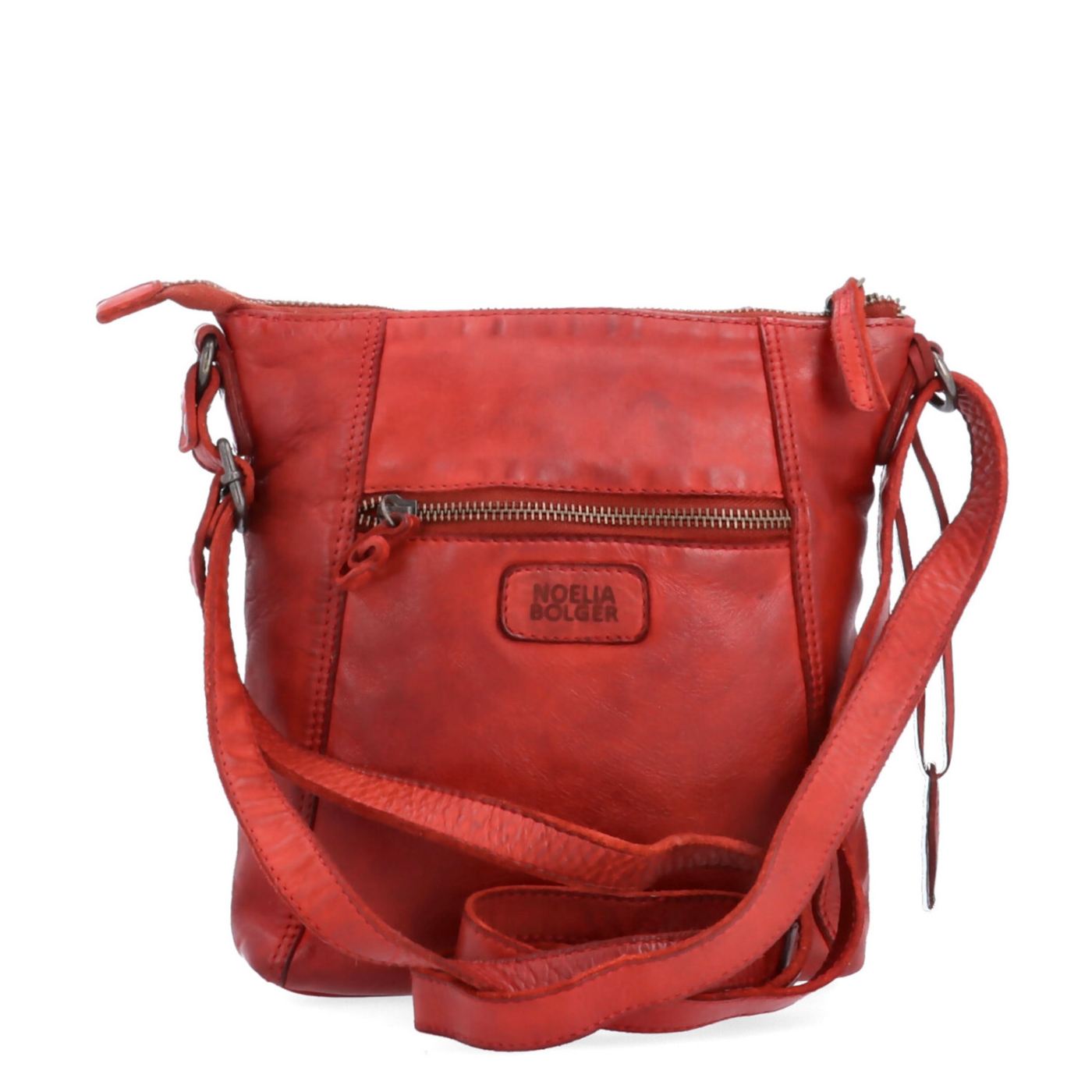 Malá kožená crossbody s prošitím Noelia Bolger materiál kůže zapínání na zip barva červená velikost malá NB 2086 CV Zezadu