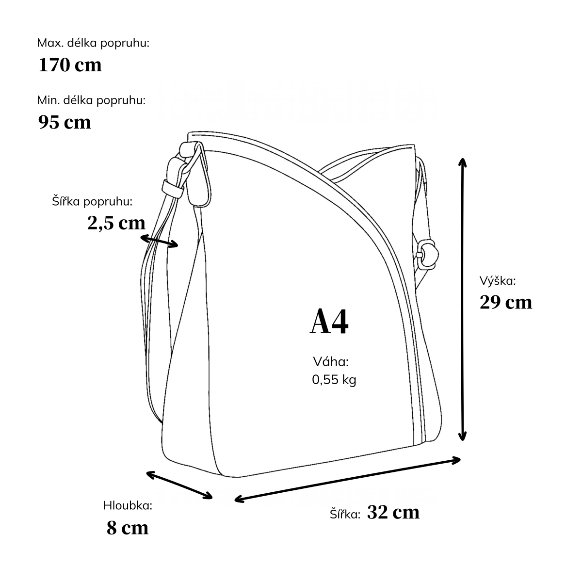 Asymetrická crossbody kabelka s prošíváním Tangerin materiál syntetická kůže zapínání na zip barva černá velikost střední 8023 C Rozměry
