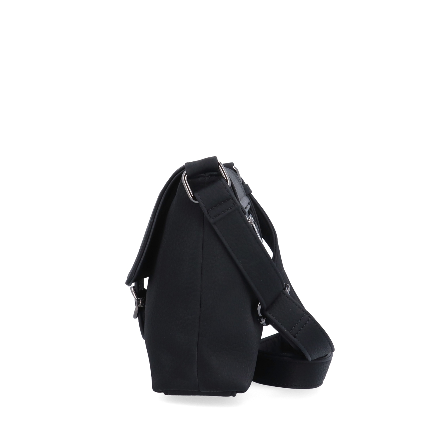 Elegantní crossbody kabelka s klopou Le Sands materiál syntetická kůže zapínání s klopou barva černá velikost malá 4652 C Z boku