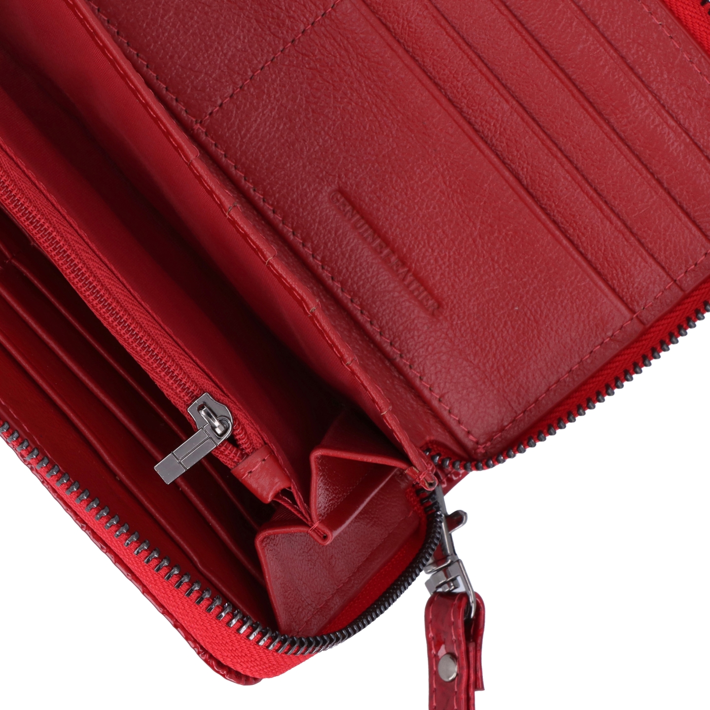 Elegantní dámská lakovaná peněženka Carmelo materiál kůže zapínání na zip barva červená velikost velká 2102 Z CV Detail