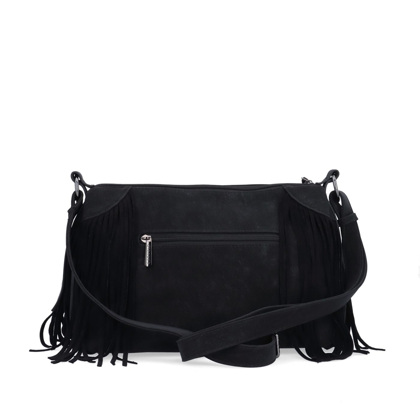 Stylová crossbody kabelka s třásněmi Carmelo materiál syntetická kůže zapínání na zip barva černá velikost střední 4674 C Zezadu