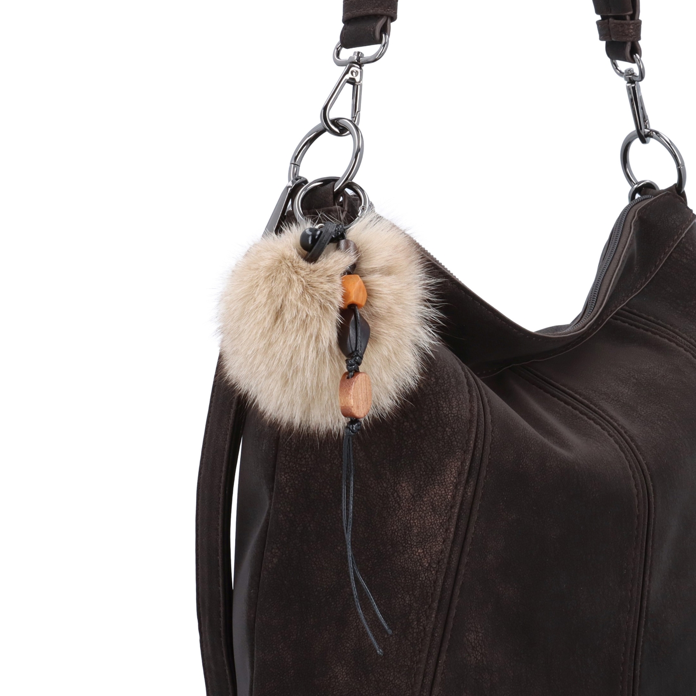 Praktická kabelka přes rameno i crossbody s prošitím Carmelo materiál syntetická kůže zapínání na zip barva hnědá velikost střední 4656 TH Detail