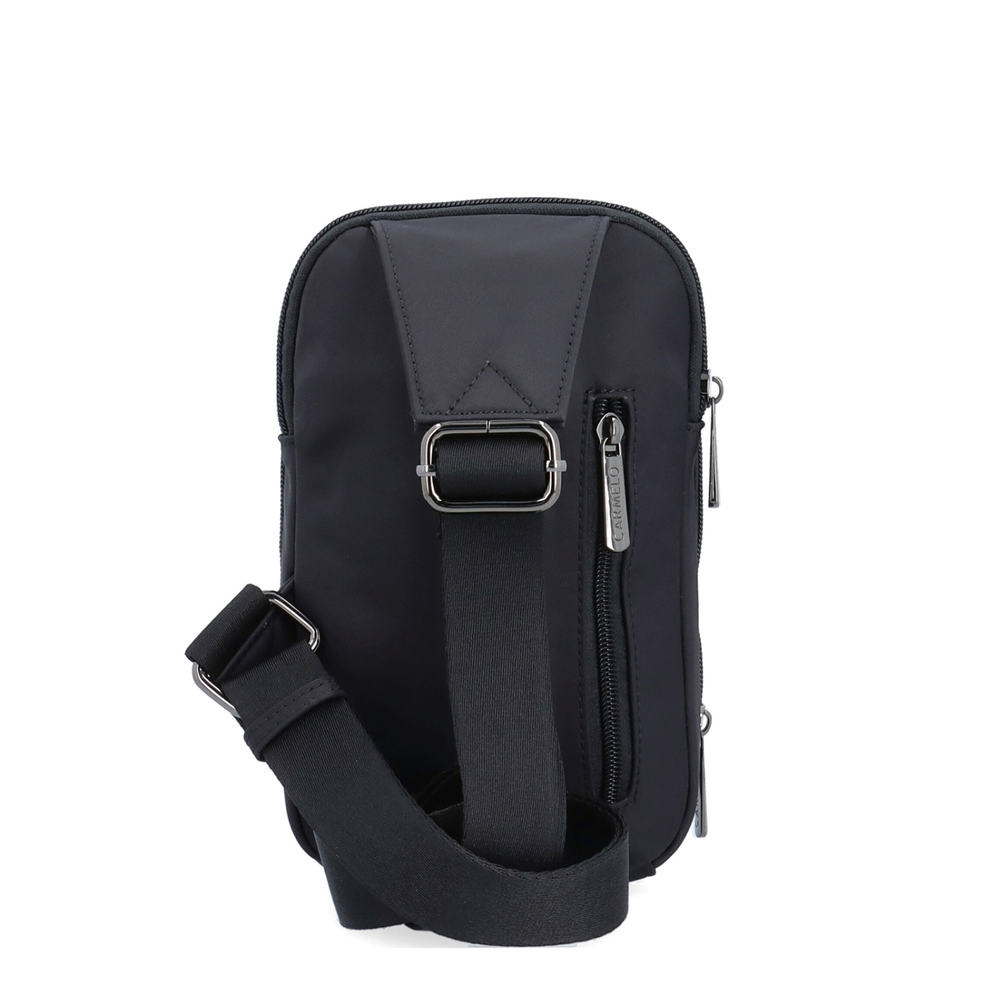 Praktická crossbody taška na mobil a peněženku Carmelo materiál nylon zapínání na zip barva černá velikost malá 6600 C Zezadu
