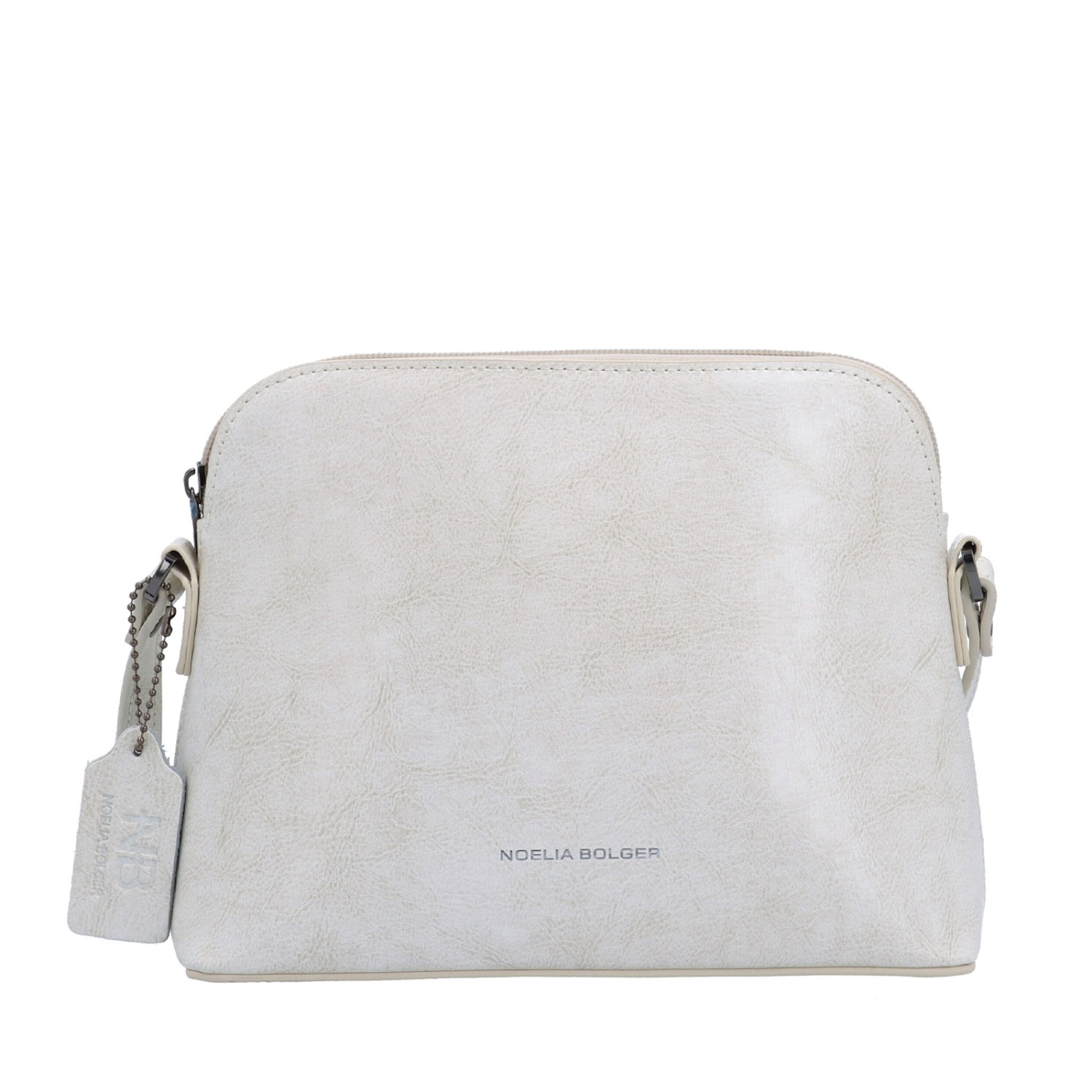Minimalistická kožená crossbody kabelka na každý den Noelia Bolger materiál kůže zapínání na zip barva bílá velikost malá NB 0116 OW Zepředu