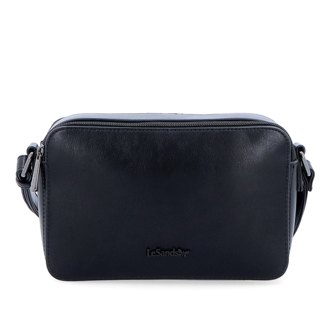 Praktická crossbody kabelka se dvěma kapsami Le Sands materiál syntetická kůže zapínání na zip barva černá velikost malá 7717 C Zepředu