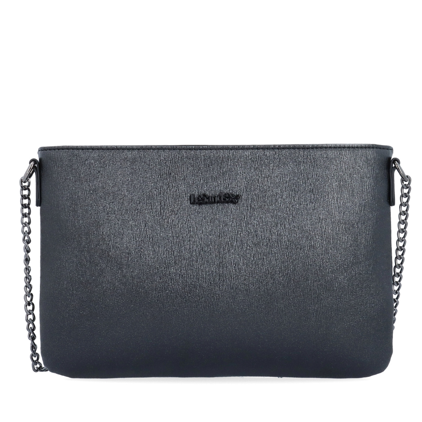 Elegantní crossbody kabelka s jemným leskem Le Sands materiál syntetická kůže zapínání na zip barva černá velikost malá 4608 C Zepředu
