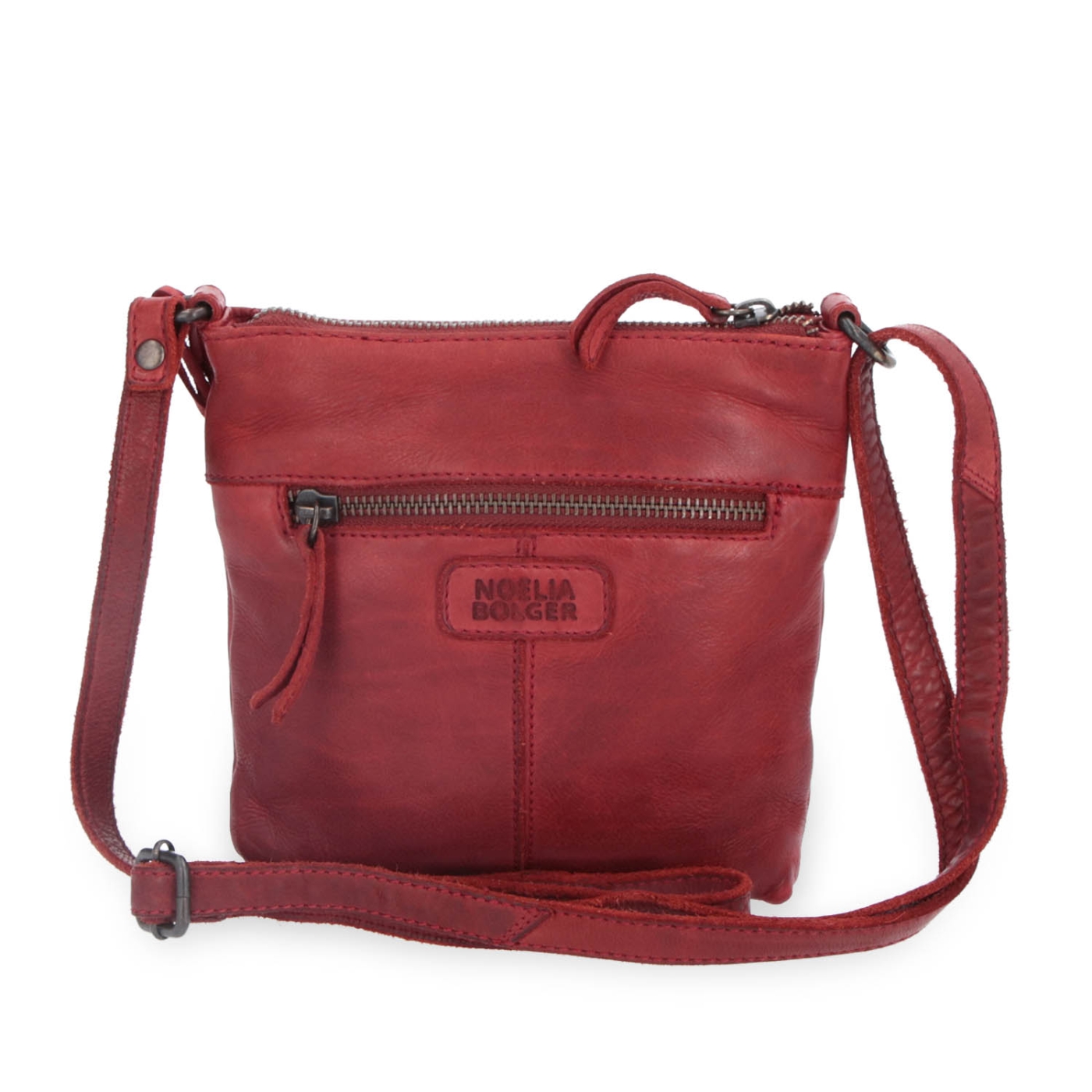 Malá kožená crossbody se zapínáním na zip Noelia Bolger materiál kůže zapínání na zip barva červená velikost malá NB 2090 CV Zezadu