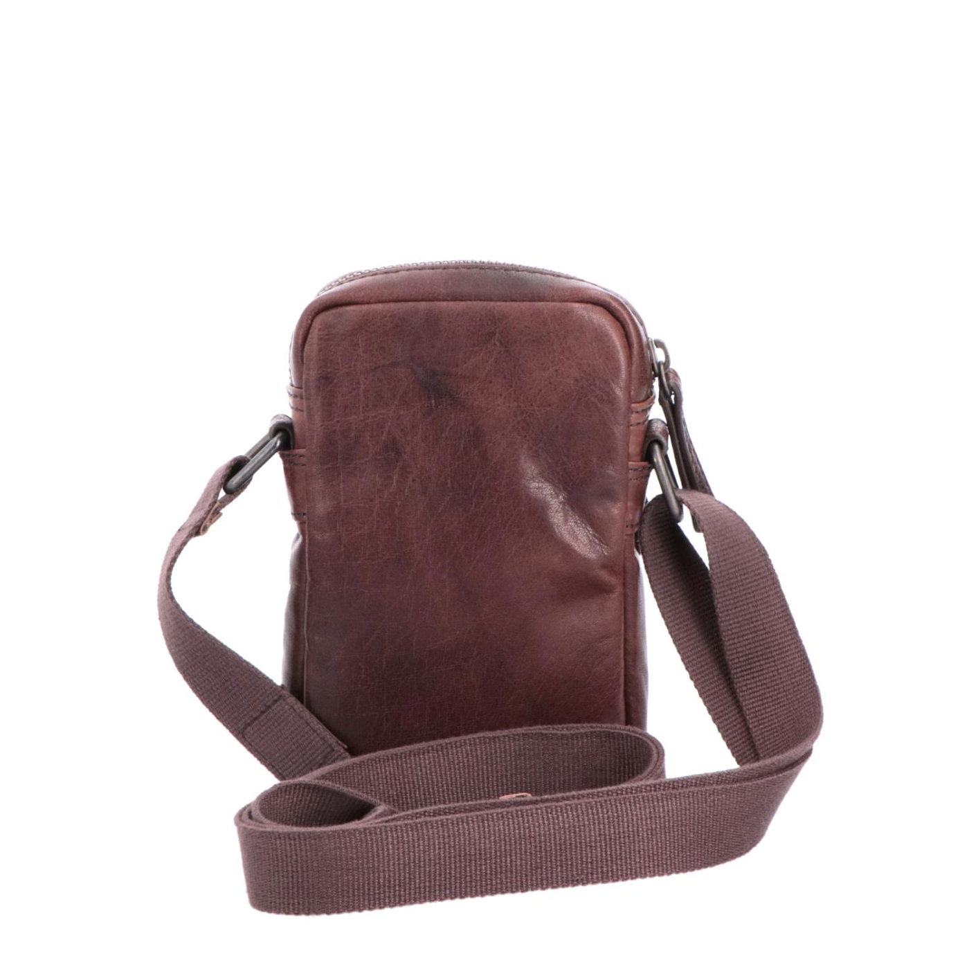 Malá kožená crossbody Poyem materiál kůže zapínání na zip barva hnědá velikost malá 2220 Poyem H Zezadu