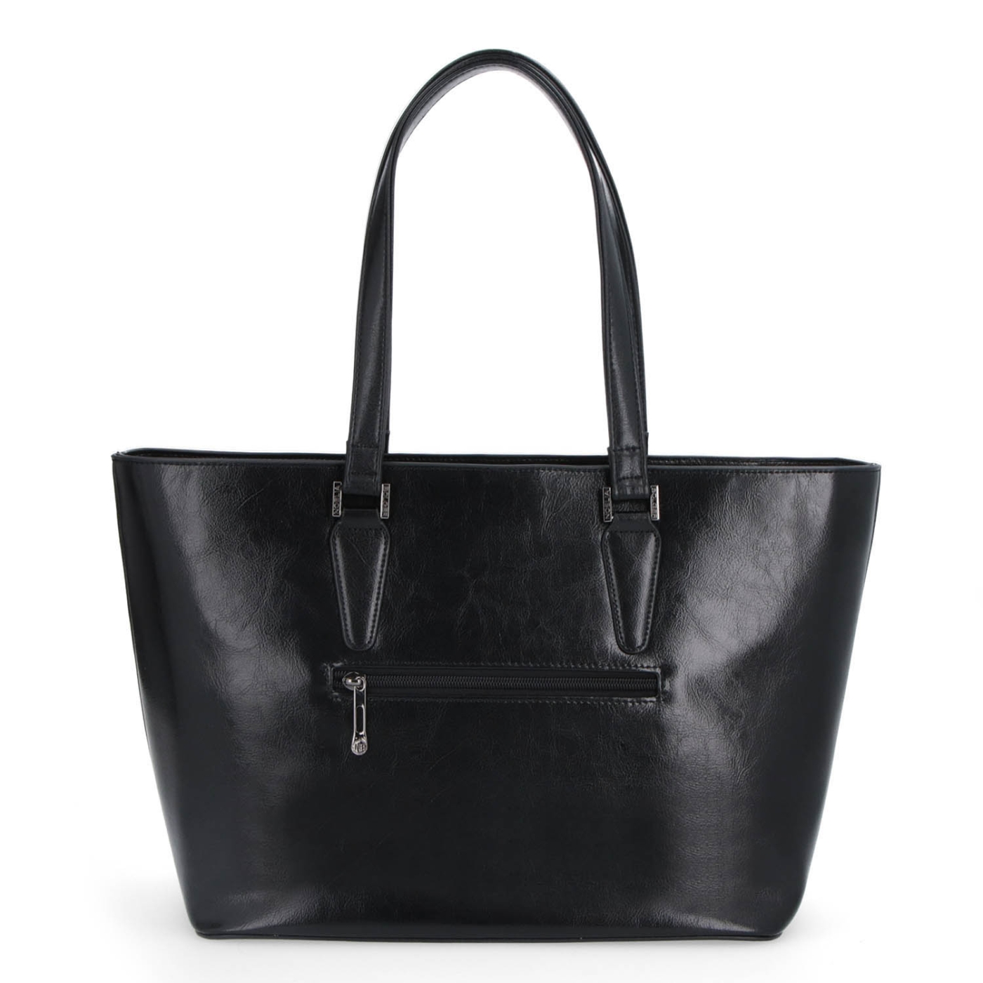 Shopper kabelka přes rameno Noelia Bolger materiál kůže zapínání na zip barva černá velikost velká NB 0047 C Zezadu