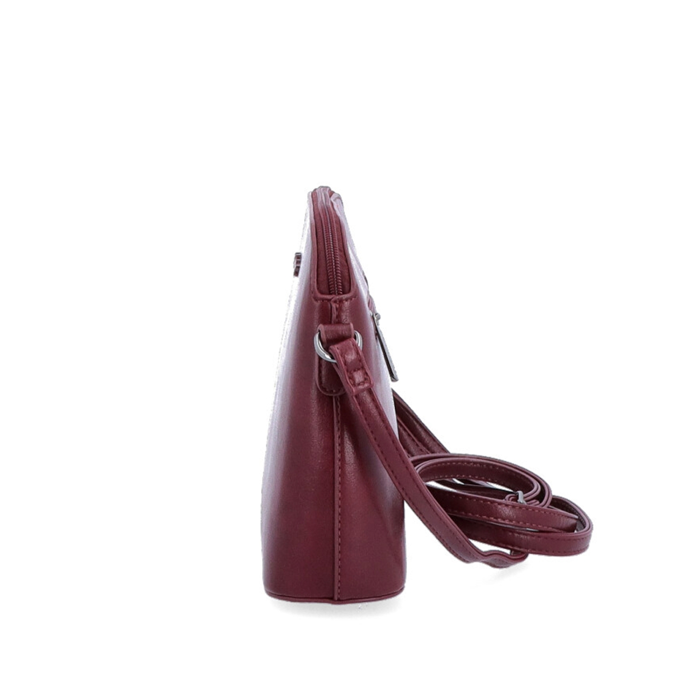 Malá minimalistická crossbody kabelka LeSands materiál syntetická kůže zapínání na zip barva vínová velikost malá 7712 BO Z boku