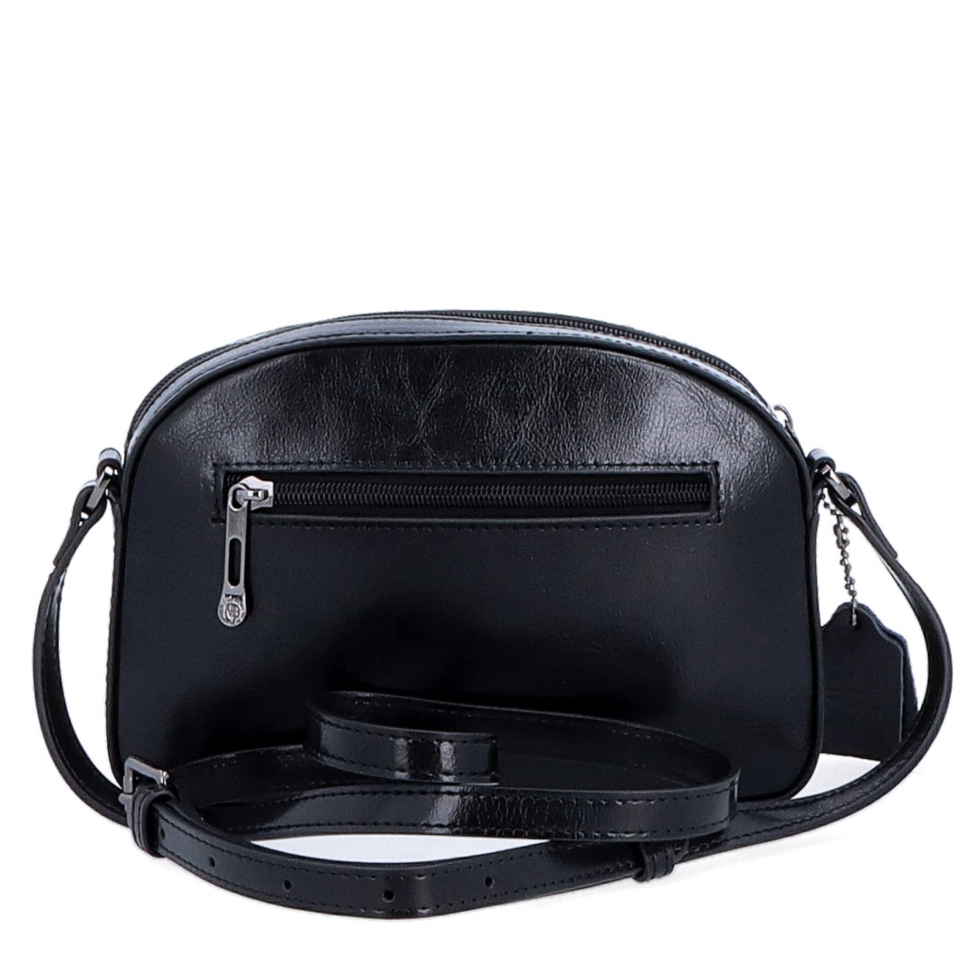 Malá minimalistická kožená crossbody kabelka Noelia Bolger materiál kůže zapínání na zip barva černá velikost malá NB 0106 C Zezadu