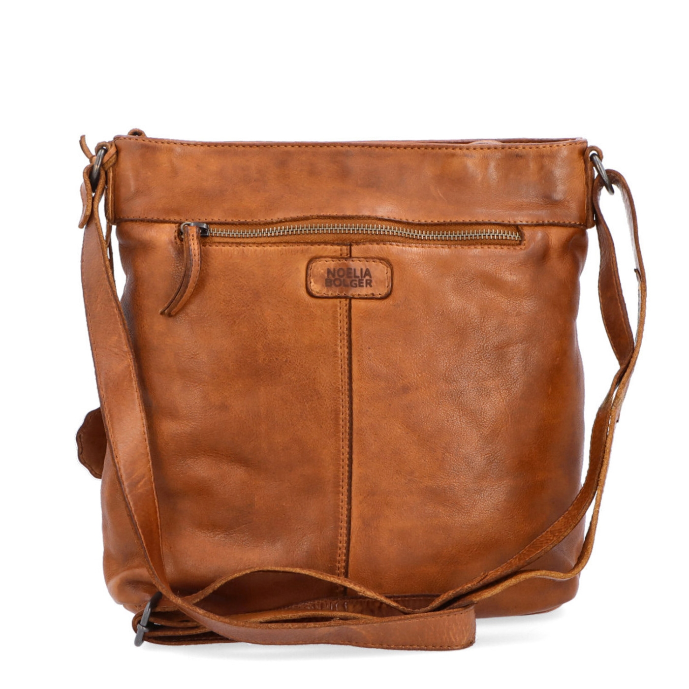 Kožená vintage crossbody s kapsami Noelia Bolger materiál kůže zapínání na zip barva koňaková velikost střední NB 2006 KO Zezadu