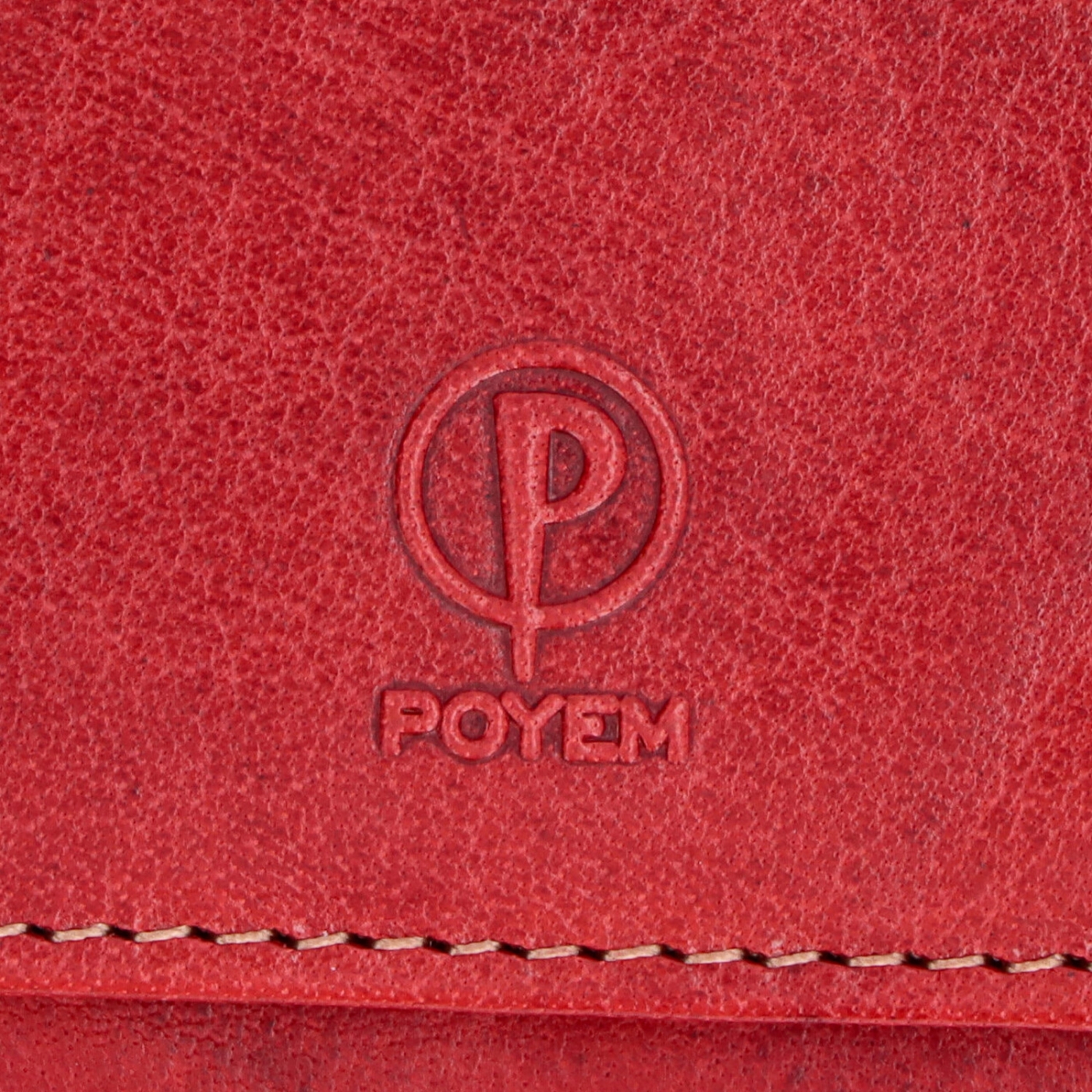 Elegantní peněženka z pravé kůže Poyem materiál kůže zapínání na cvoček barva červená velikost malá 5241 Poyem CV Logo