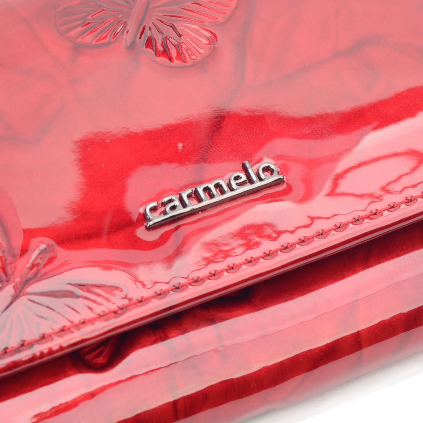 Kožená lakovaná peněženka Carmelo materiál kůže zapínání na cvoček barva červená velikost malá 2106 M CV Logo