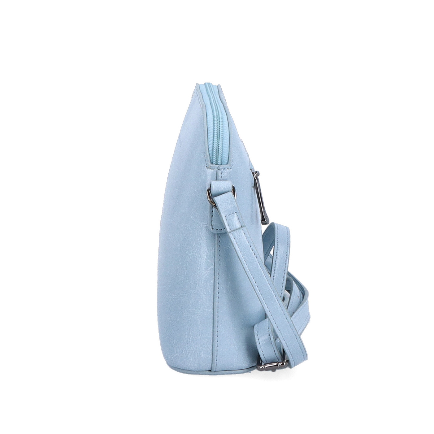 Elegantní kožená crossbody k šatům i saku Noelia Bolger materiál kůže zapínání na zip barva modrá velikost malá NB 0078 SM Z boku