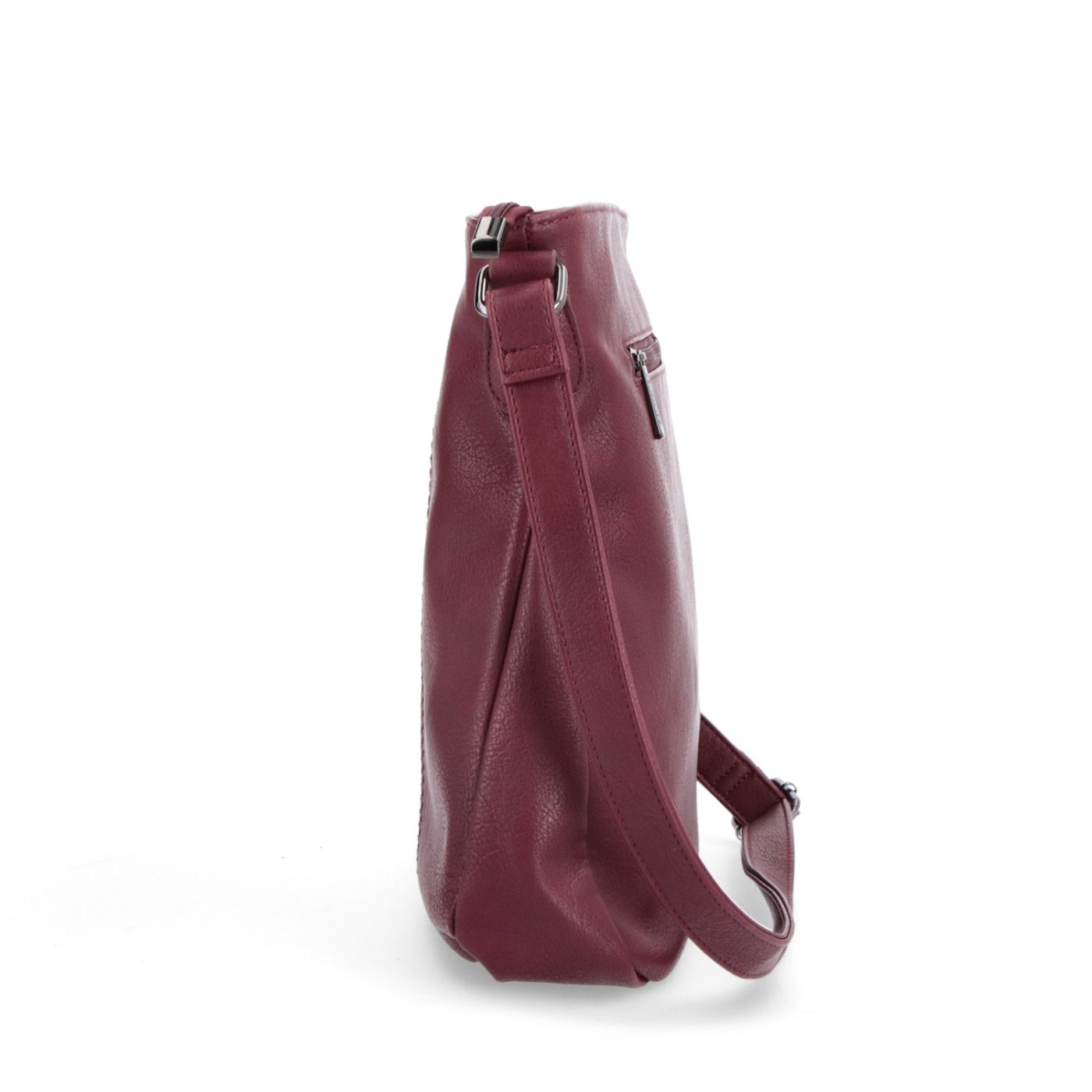 Crossbody kabelka Tangerin materiál syntetická kůže zapínání na zip barva vínová velikost střední 8004 BO Z boku