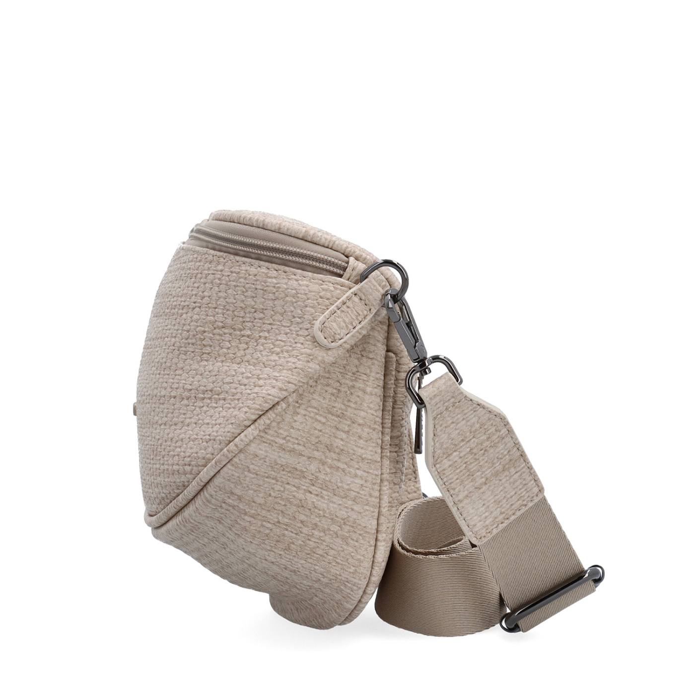 Městská ledvinka pro pohodlné nošení crossbody Carmelo materiál syntetická kůže zapínání na zip barva béžová velikost malá 4399 BE Z boku