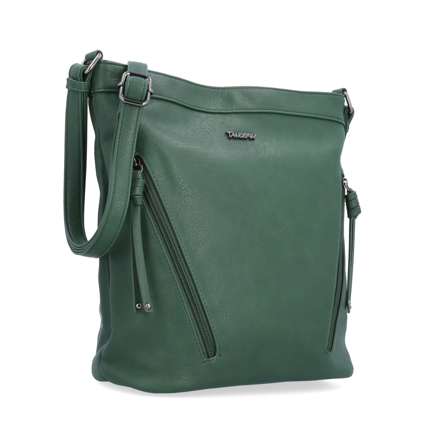 Crossbody kabelka s ozdobnými zipy Tangerin materiál syntetická kůže zapínání na zip barva zelená velikost střední 8050 TZE