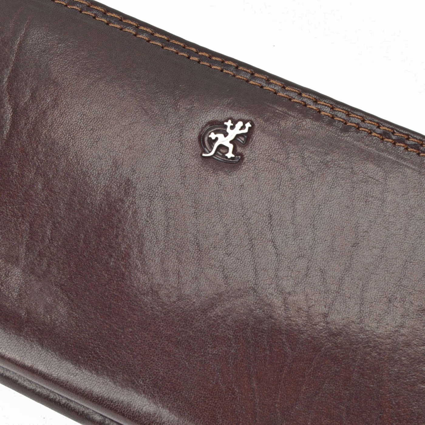 Kožená peněženka penál Cosset materiál kůže zapínání na zip barva hnědá velikost velká 4401 Komodo H Logo