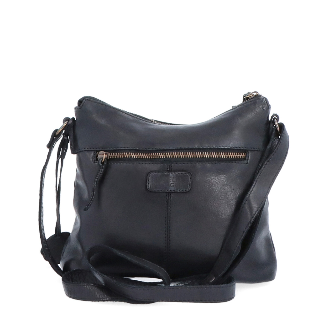 Kožená crossbody kabelka s moderním designem Noelia Bolger materiál kůže zapínání na zip barva černá velikost malá NB 2400 C Zezadu