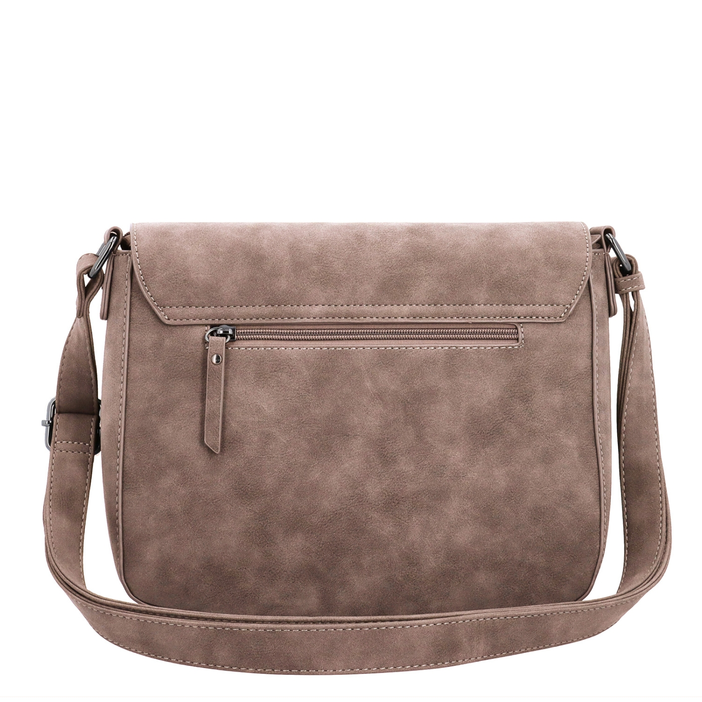 Elegantní crossbody kabelka s klopou Tangerin materiál syntetická kůže zapínání na zip barva hnědá velikost střední 1115 H Zezadu