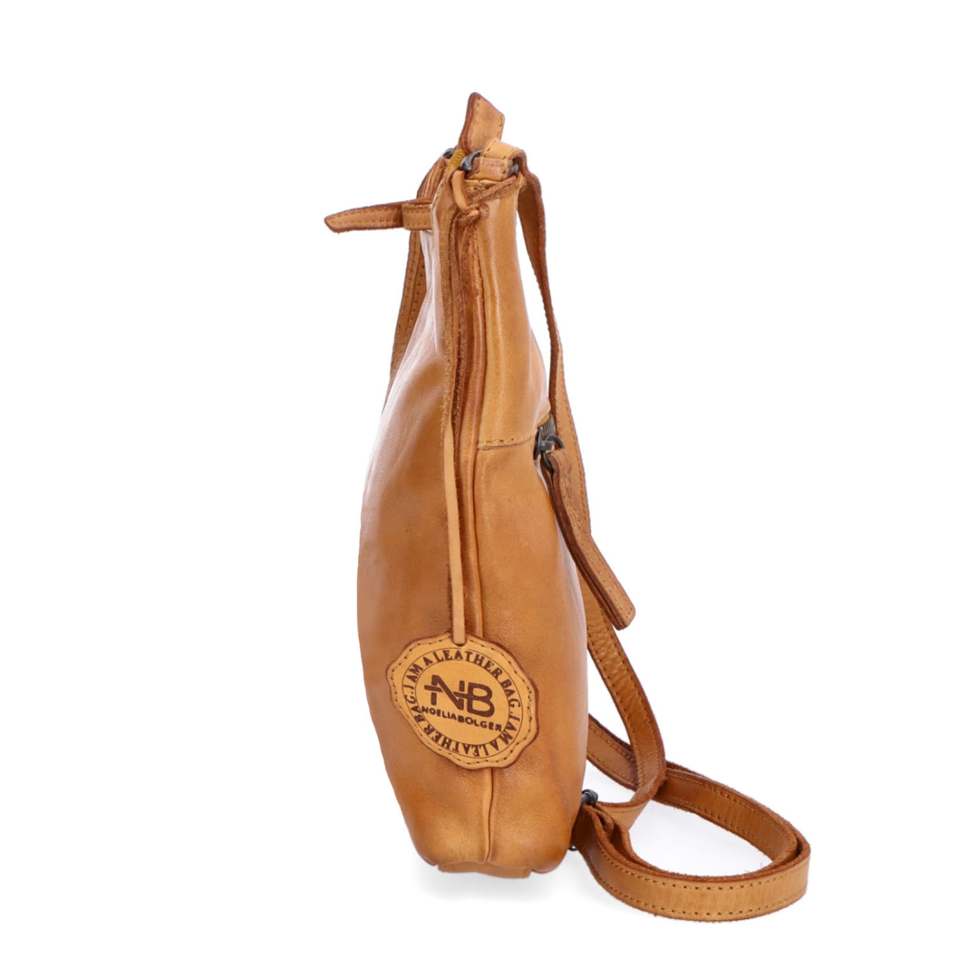Kožená crossbody kabelka pro každý den Noelia Bolger materiál kůže zapínání na zip barva žlutá velikost malá NB 2404 ZLU Z boku