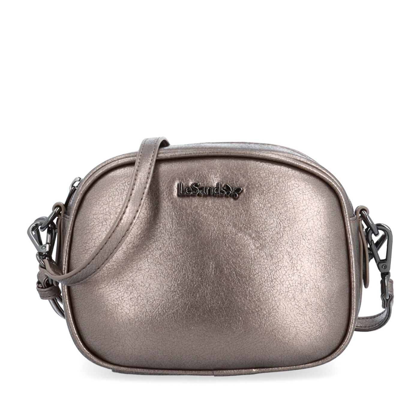 Malá crossbody kabelka s odnímatelným popruhem Le Sands materiál syntetická kůže zapínání na zip barva metalická velikost malá 4370 BR Zepředu