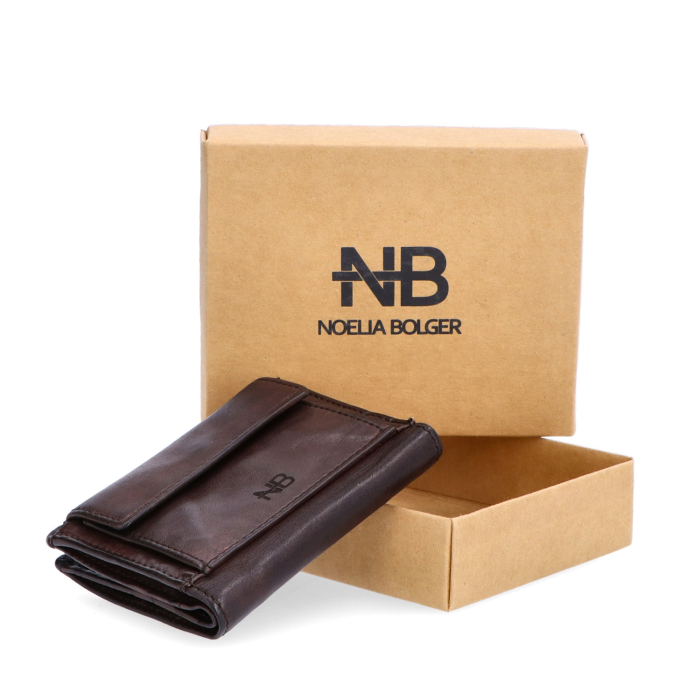 Malá kožená peněženka s unisex designem Noelia Bolger materiál kůže barva hnědá velikost malá 5133 NB H Krabička