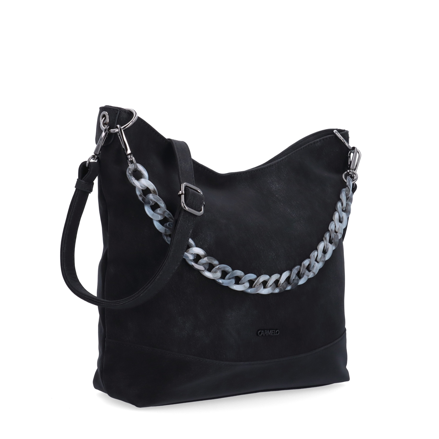 Stylová crossbody kabelka s odepínacím řetízkem Carmelo materiál syntetická kůže zapínání na zip barva černá velikost střední 4660 C