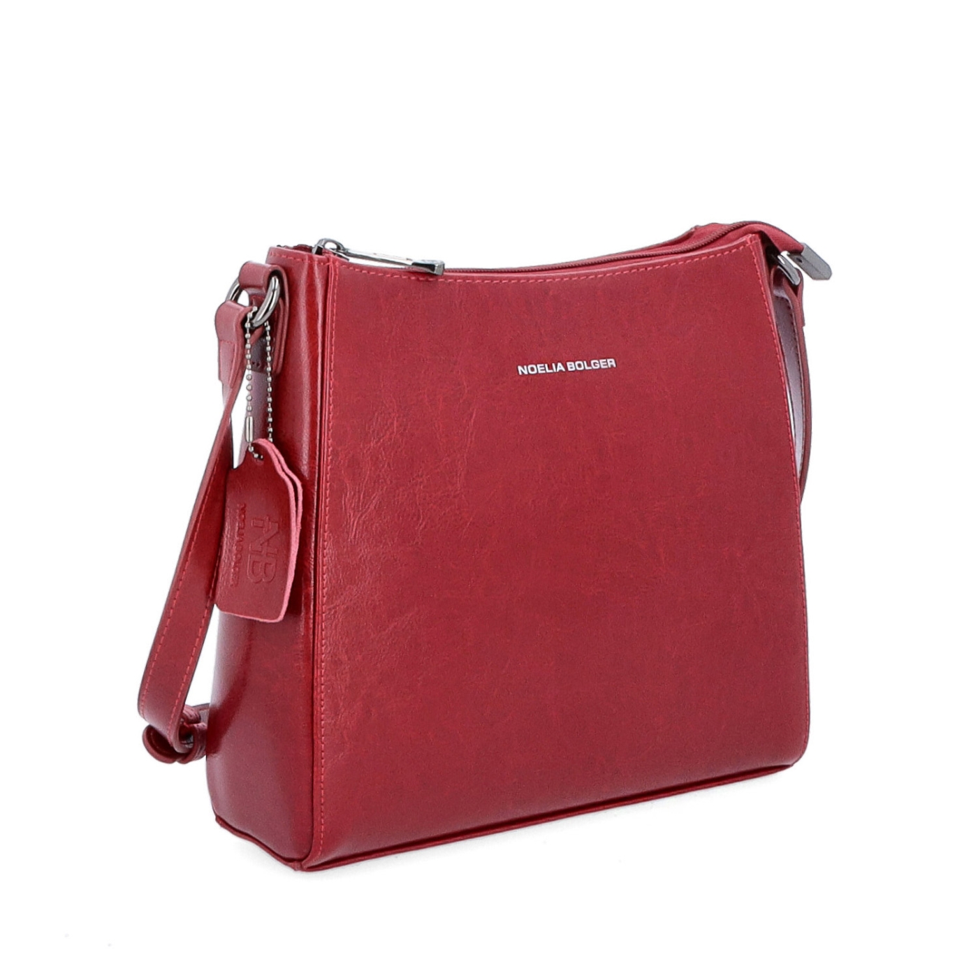Nadčasová crossbody kabelka z pravé kůže Noelia Bolger materiál kůže zapínání na zip barva červená velikost malá NB 0079 TCV