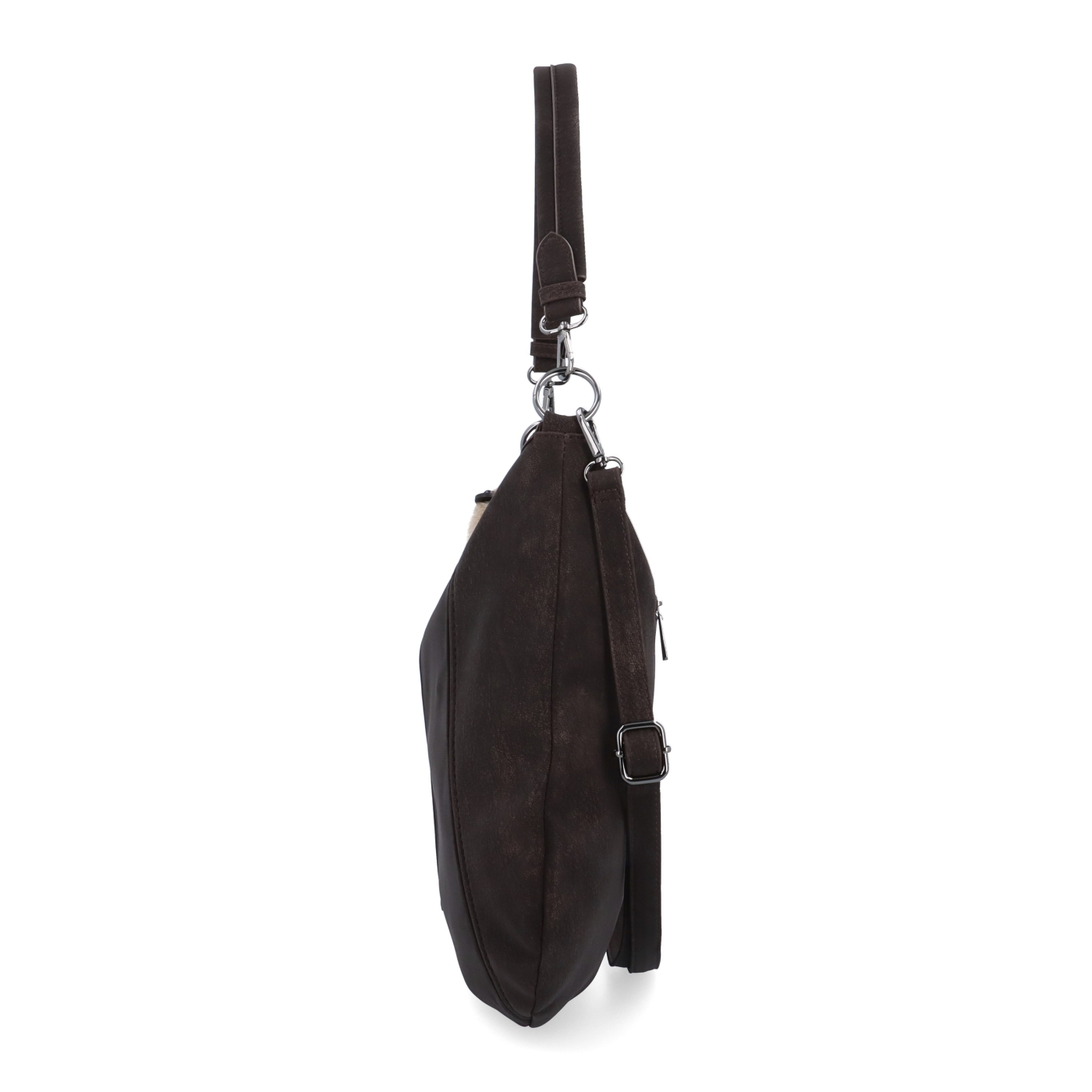 Praktická kabelka přes rameno i crossbody s prošitím Carmelo materiál syntetická kůže zapínání na zip barva hnědá velikost střední 4656 TH Z boku