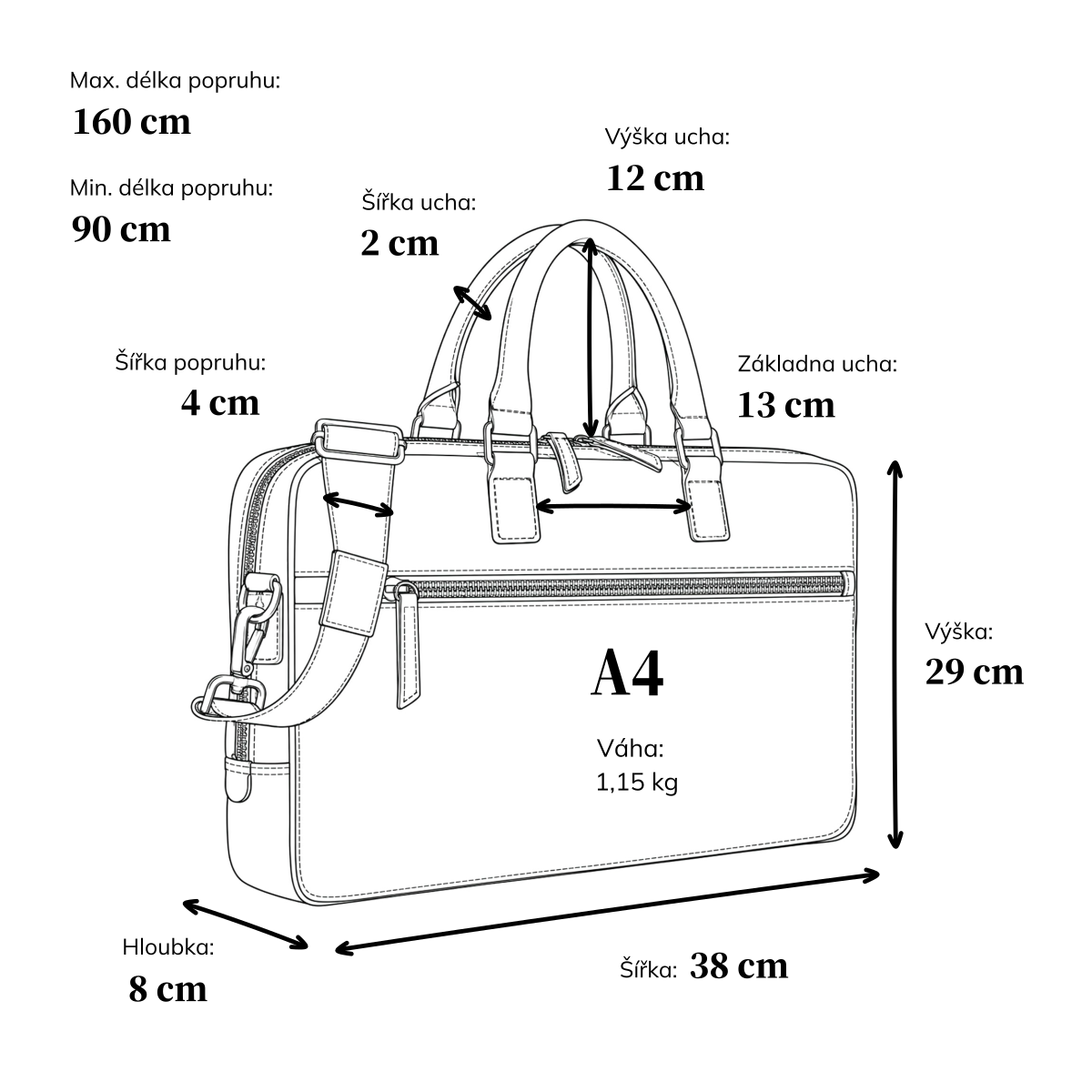 Kožená pánská taška s přihrádkou na notebook Poyem materiál kůže zapínání na zip barva hnědá velikost velká 2225 Poyem H Rozměry