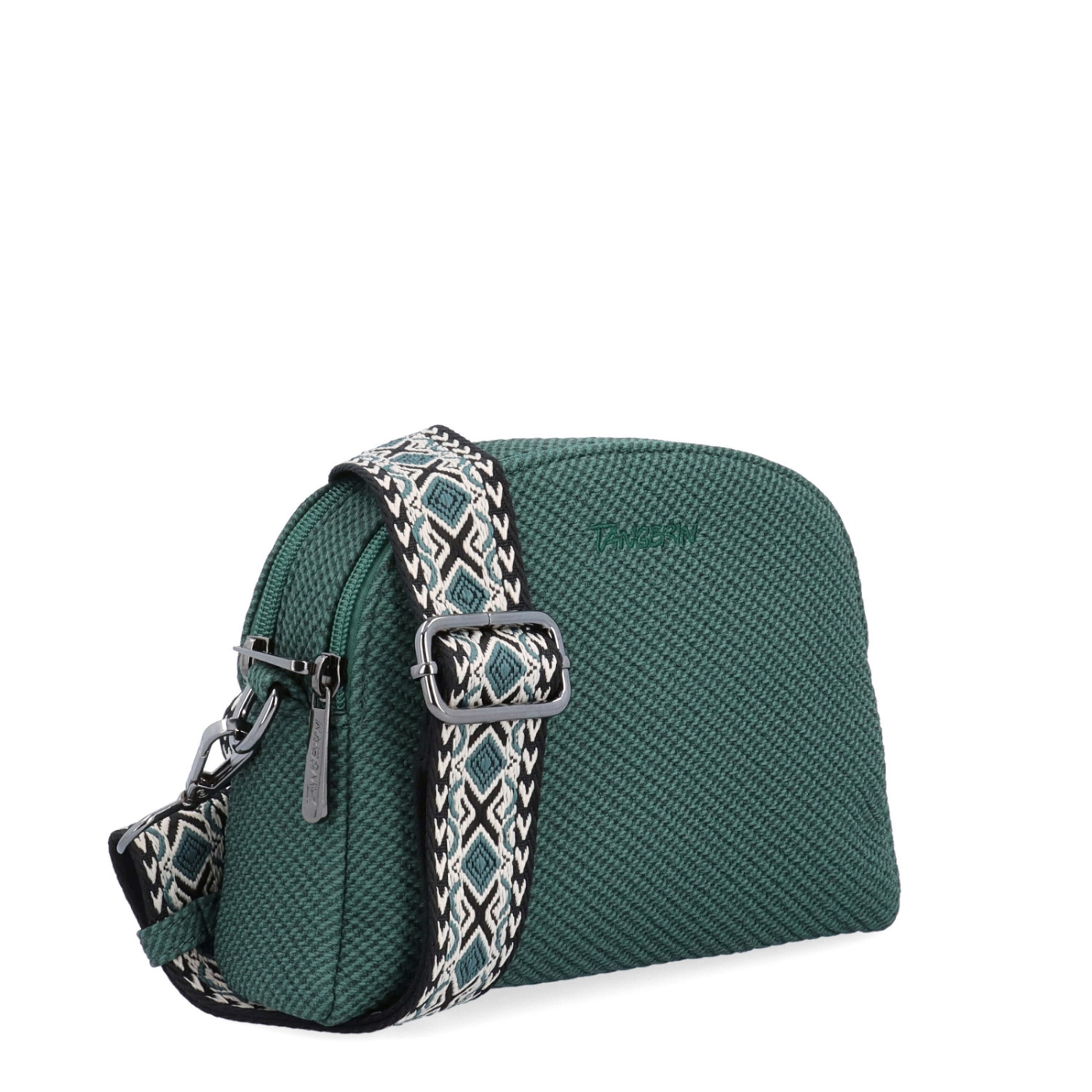 Stylová crossbody kabelka s texturovaným povrchem Tangerin materiál syntetická kůže zapínání na zip barva zelená velikost malá 4365 ZE