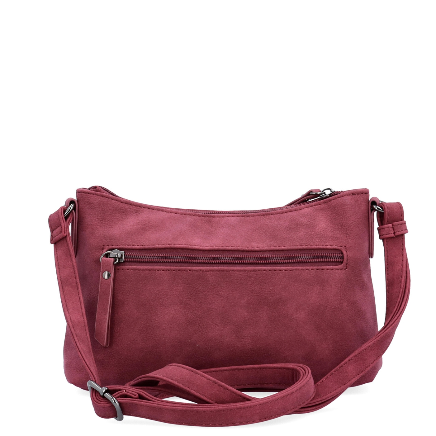 Malá elegantní crossbody kabelka Tangerin materiál syntetická kůže zapínání na zip barva vínová velikost malá 1109 BO Zezadu