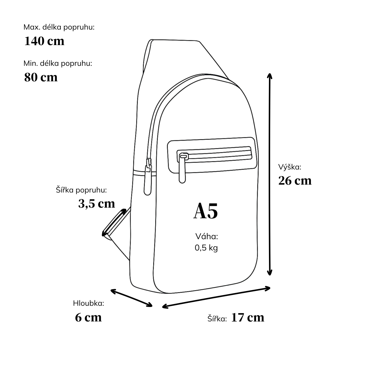 Kožený crossbody bodybag s variabilním nošením Noelia Bolger materiál kůže zapínání na zip barva černá velikost malá NB 2034 C Rozměry