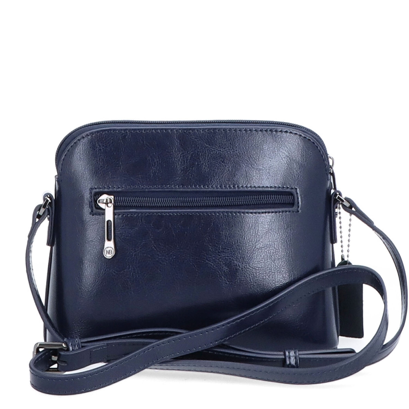 Luxusní malá kožená crossbody kabelka Noelia Bolger materiál kůže zapínání na zip barva modrá velikost malá NB 0080 TM Zezadu